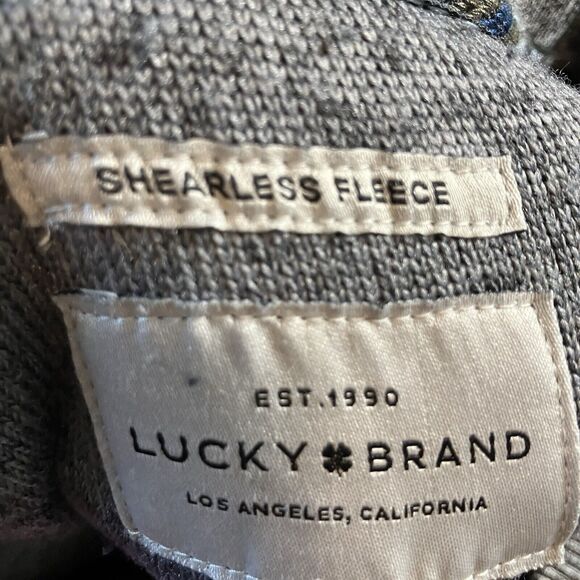 Lucky Brand Sweatshirt Womens Large Gray Shearless Fleece Faux Fur Cozy Pullover - Picture 6 of 8